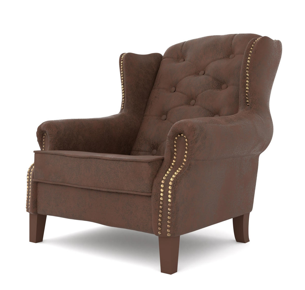 CHESTERFIELD-SESSEL Anton Braun Microfaser Vintageoptik - Braun, Holz/Textil (102/102/93cm) - S-Style Möbel