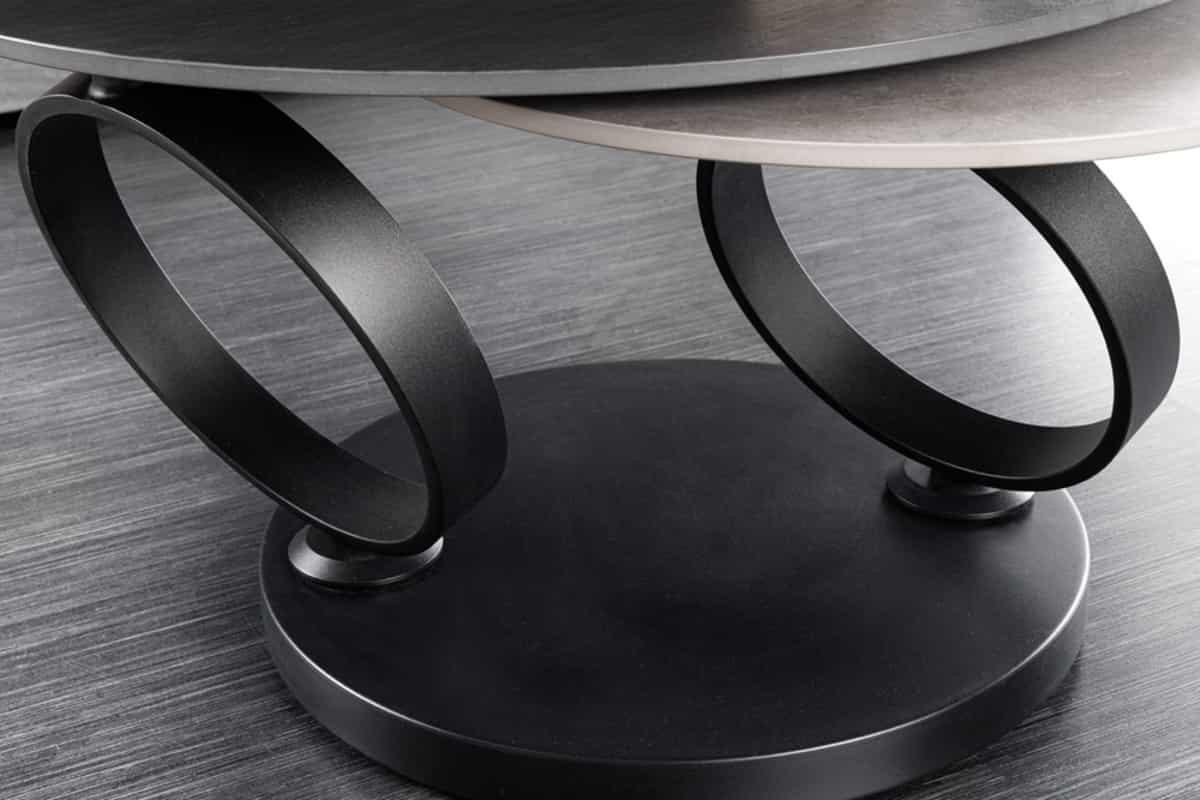 COUCHTISCH DANCING RINGS Beton Schwarz 135 cm - Schwarz/Grau, Naturmaterialien/Keramik (80/134/44cm) - riess-ambiente