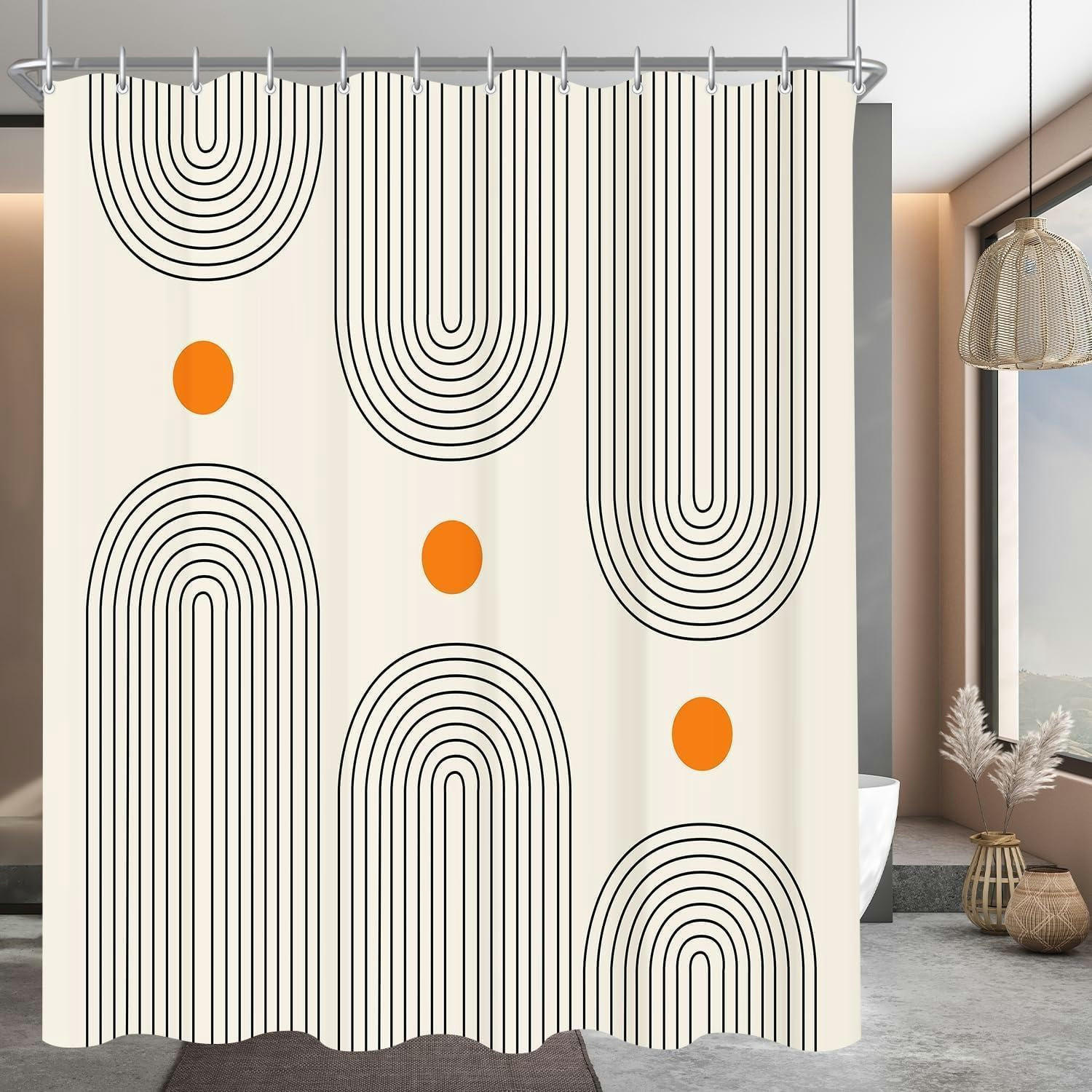 DUSCHVORHANG Geometrische Kurve 180 x 200 cm - Multicolor, Textil (180/200cm)