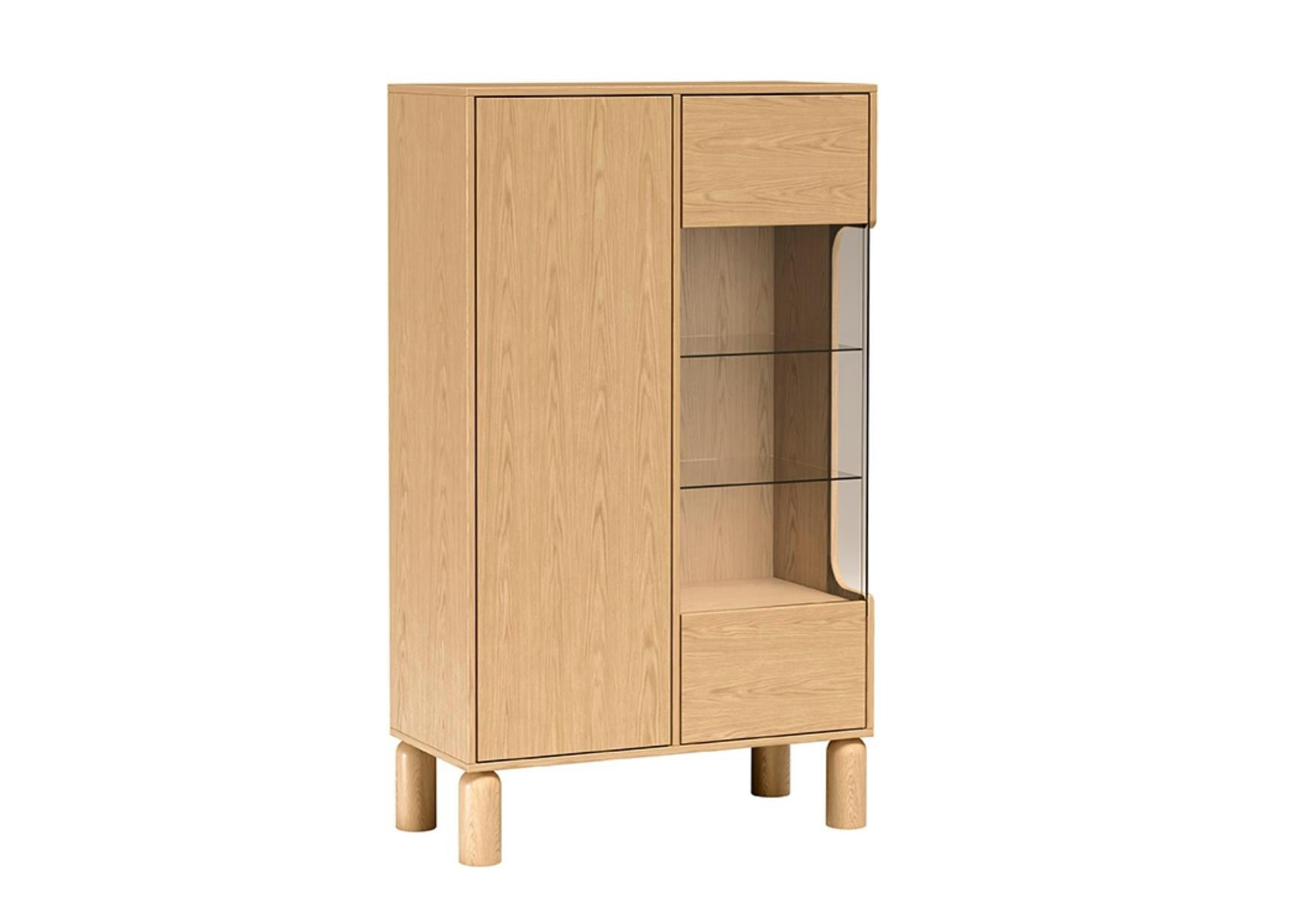 VITRINE Sanden Eiche, zweitürige Glasvitrine - Eichefarben, Holzwerkstoff (89/146/41cm) - Bettso