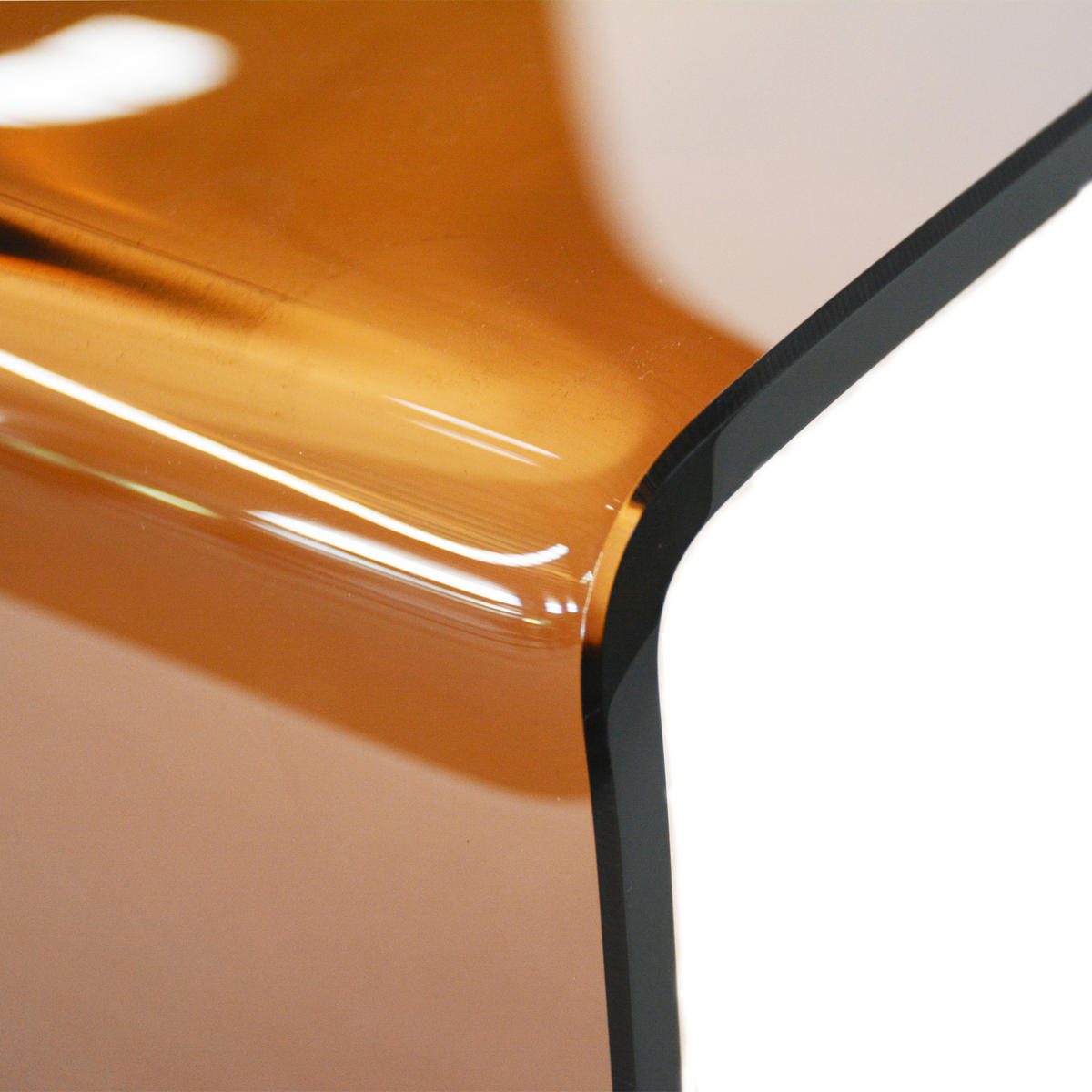 COUCHTISCH Braun/Transparent gebogenes Sicherheitsglas - Transparent/Braun, Glas (100/50/35cm)