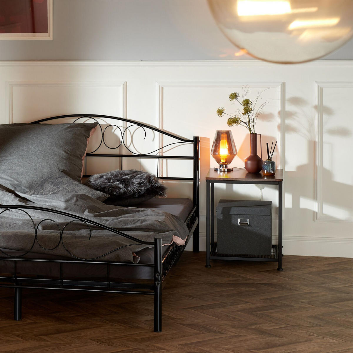 BEISTELLTISCH Derby,45,5 x 45,5 x 55,5 cm,Industrial Holz dunkel, rustikal - Rostfarben, Holz (45.5/45.5/55.5cm) - tectake