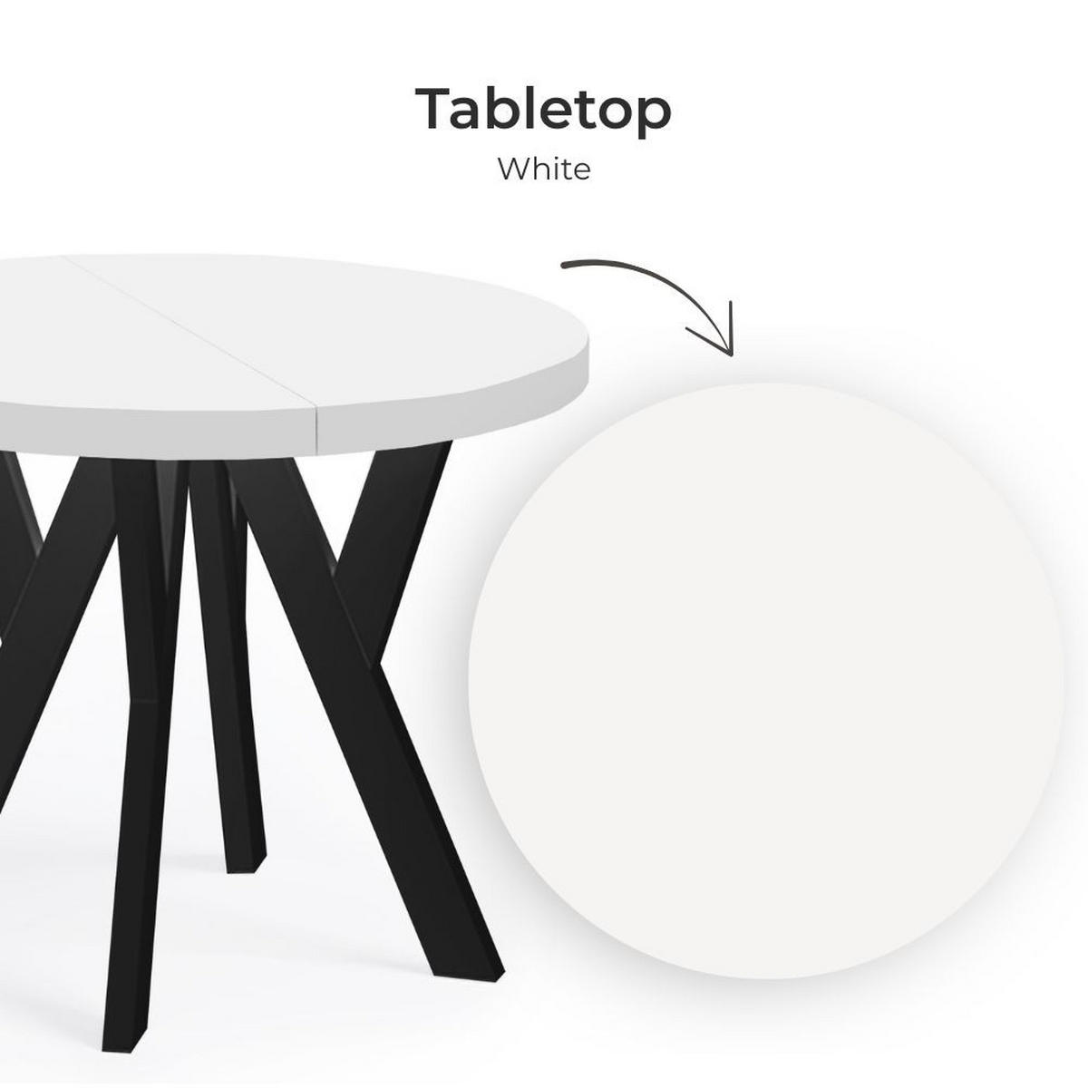 ESSTISCH Runder Ausziehbarer PERO 90/190, Weiß / Schwarz - Schwarz/Weiß, Holz (190/90/77cm) - Dekori_Interiors