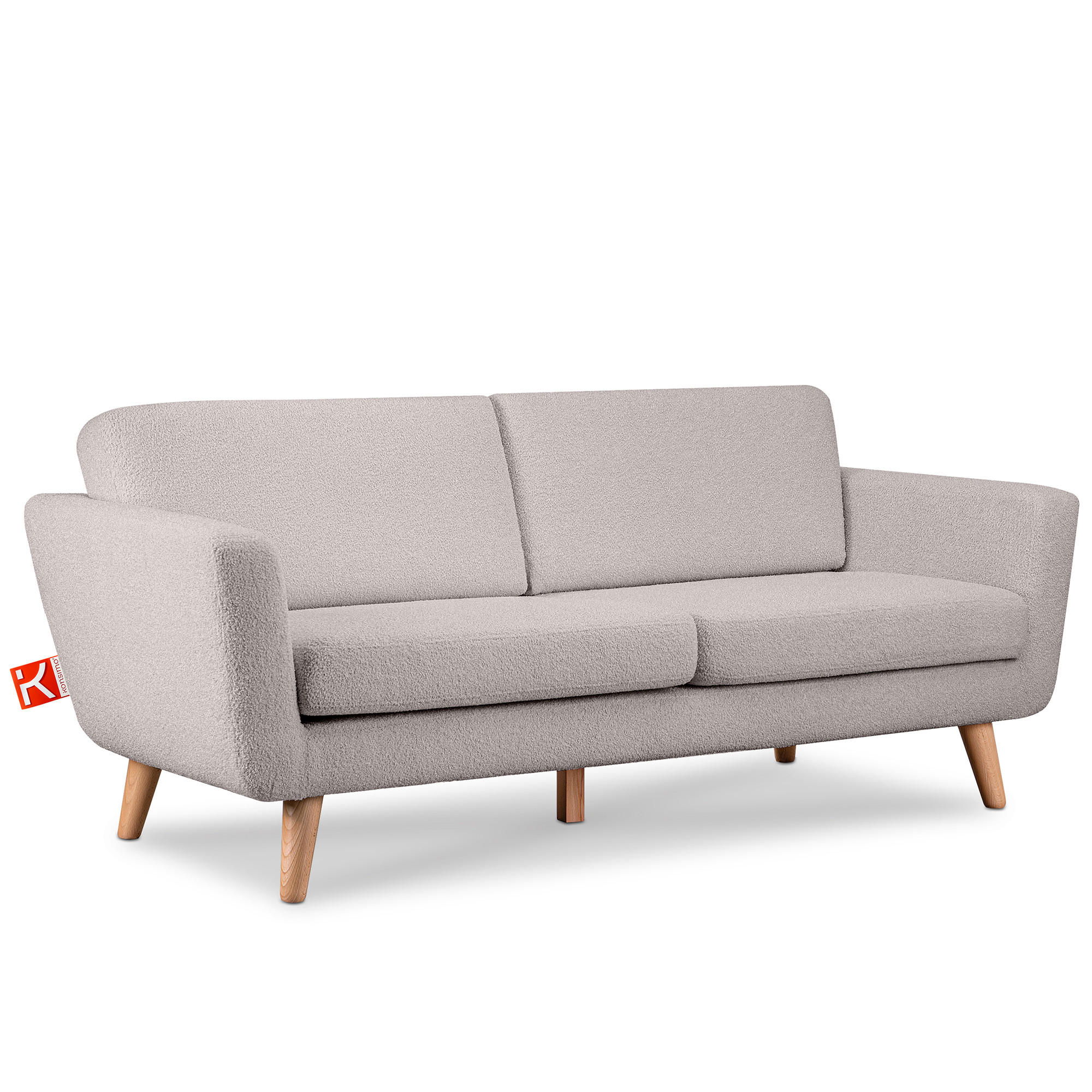 3-SITZER-SOFA TAGIO mit Armlehnen, Hellgrau - Hellgrau/Braun, Buchenholz/Textil (88/80/190cm) - KONSIMO®