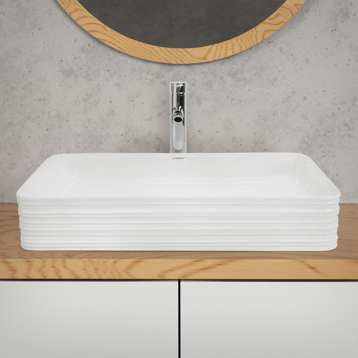 WASCHBECKEN - Weiß, Keramik (38/12/68cm) - LuxeBath