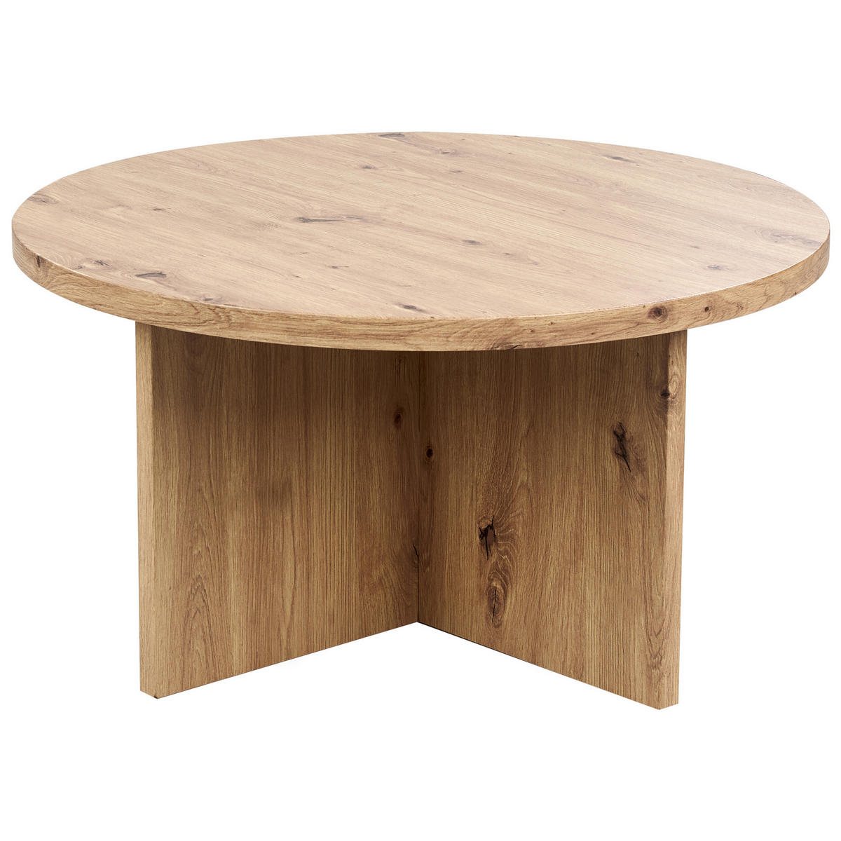 COUCHTISCH hellbraun Holzoptik rund 80 cm Stanton - Hellbraun, Holzwerkstoff (80/80/42cm) - Beliani