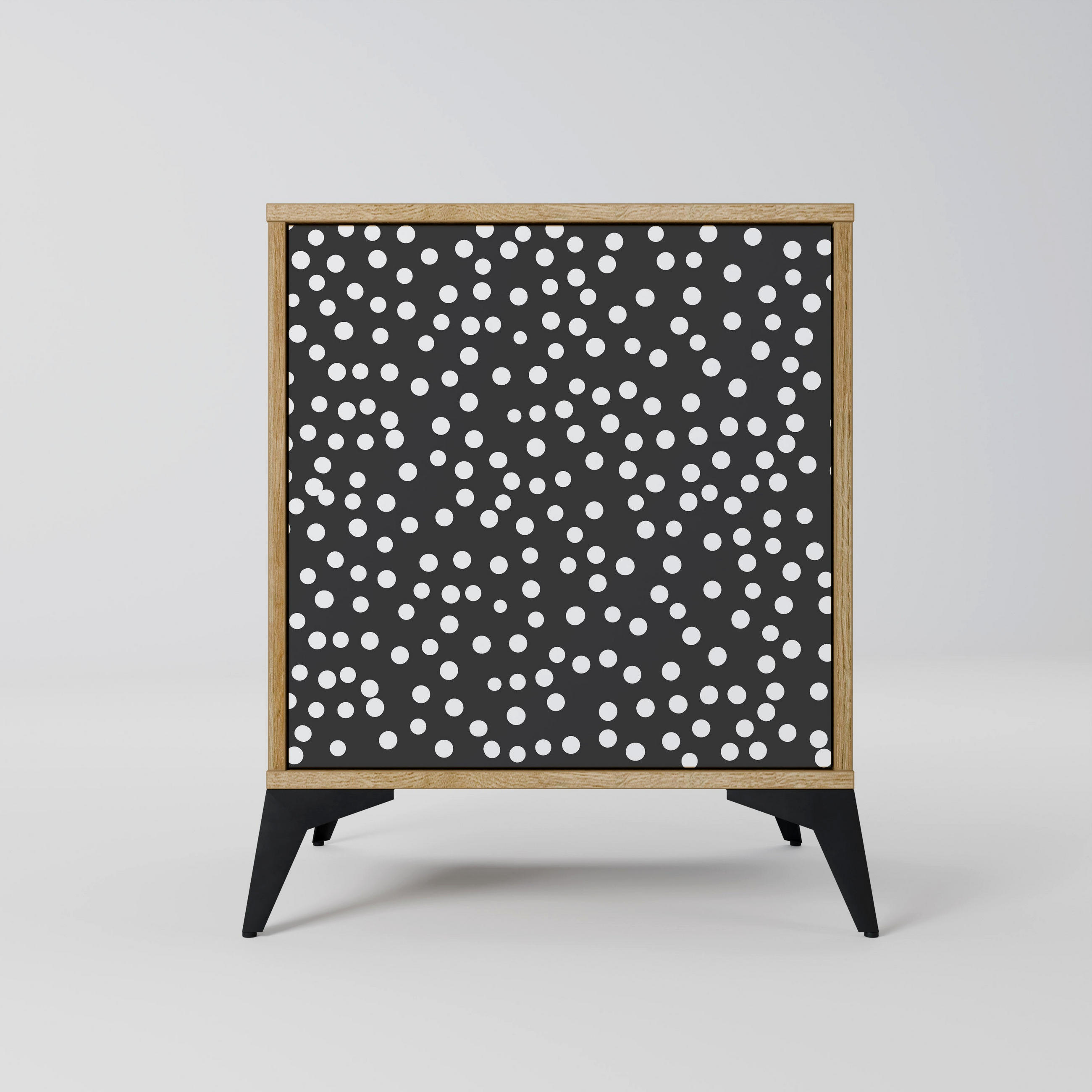 SIDEBOARD BLINDING LIGHTS, Eichefarben, 57,5x42x70,5 cm, Schwarze Metall-Sternfüße - Eichefarben/Multicolor, Holzwerkstoff/Metall (57.5/70.5/42cm) - SpaceRebels