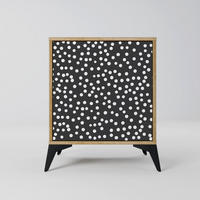 SIDEBOARD BLINDING LIGHTS, Eichefarben, 57,5x42x70,5 cm, Schwarze Metall-Sternfüße - Eichefarben/Multicolor, Holzwerkstoff/Metall (57.5/70.5/42cm) - SpaceRebels