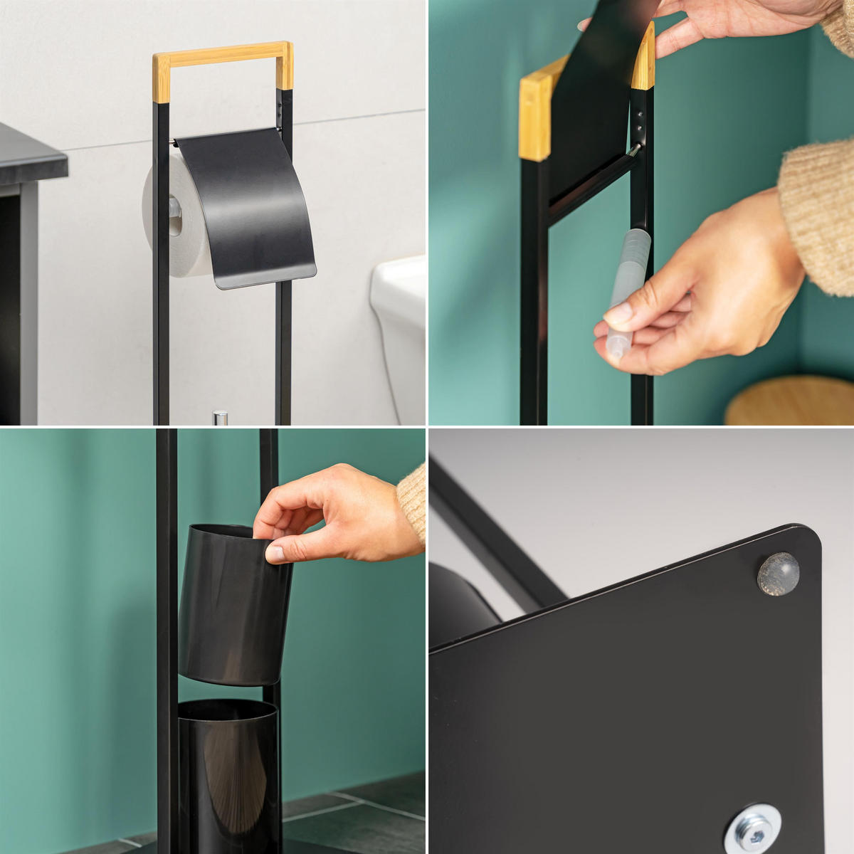 STAND-WC-GARNITUR, schwarz - Schwarz, Metall (19/64/19cm) - bremermann