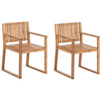 GARTENSTUHL 2er-Set Heller Holzfarbton SASSARI Sassari II - Hellbraun, Holz (54/80/59cm) - Beliani