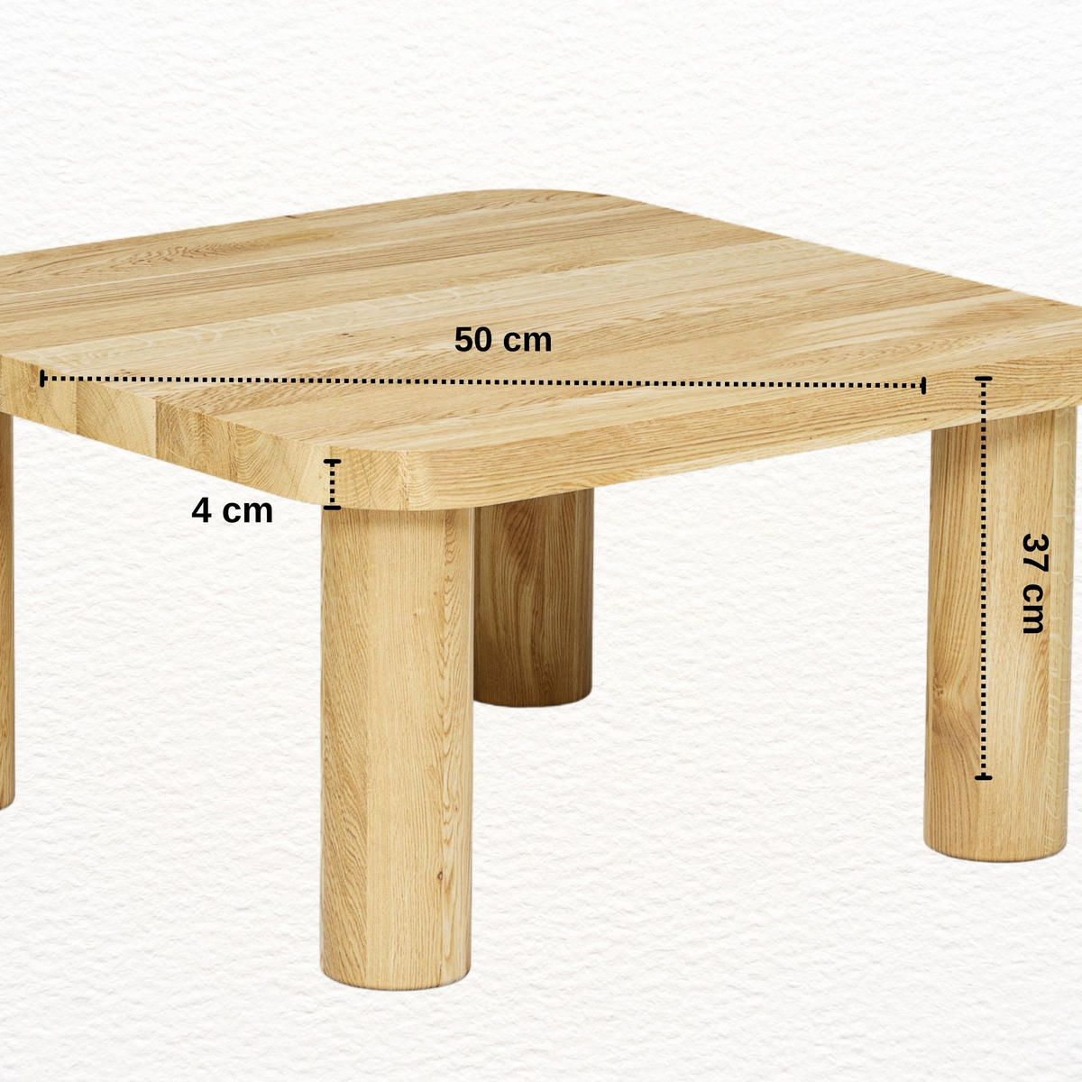COUCHTISCH Eichenholz vollmassiv quadratisch Naturbelassenen 50/50/37 - Naturfarben, Holz (50/50/37cm)