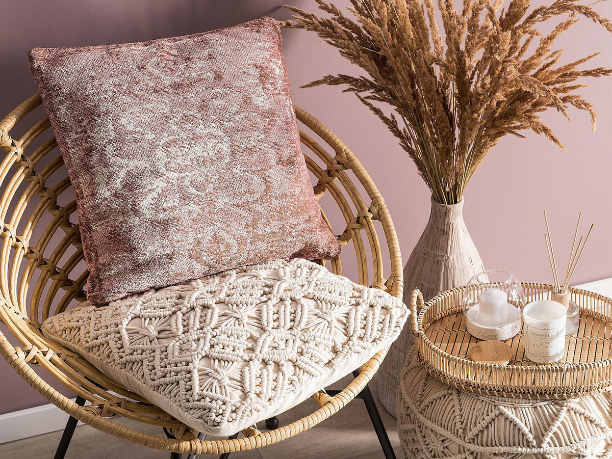 DEKOKISSEN 2er-Set Rosa 45/45 cm Vakayar - Pink, Naturmaterialien/Textil (45/45cm) - Beliani