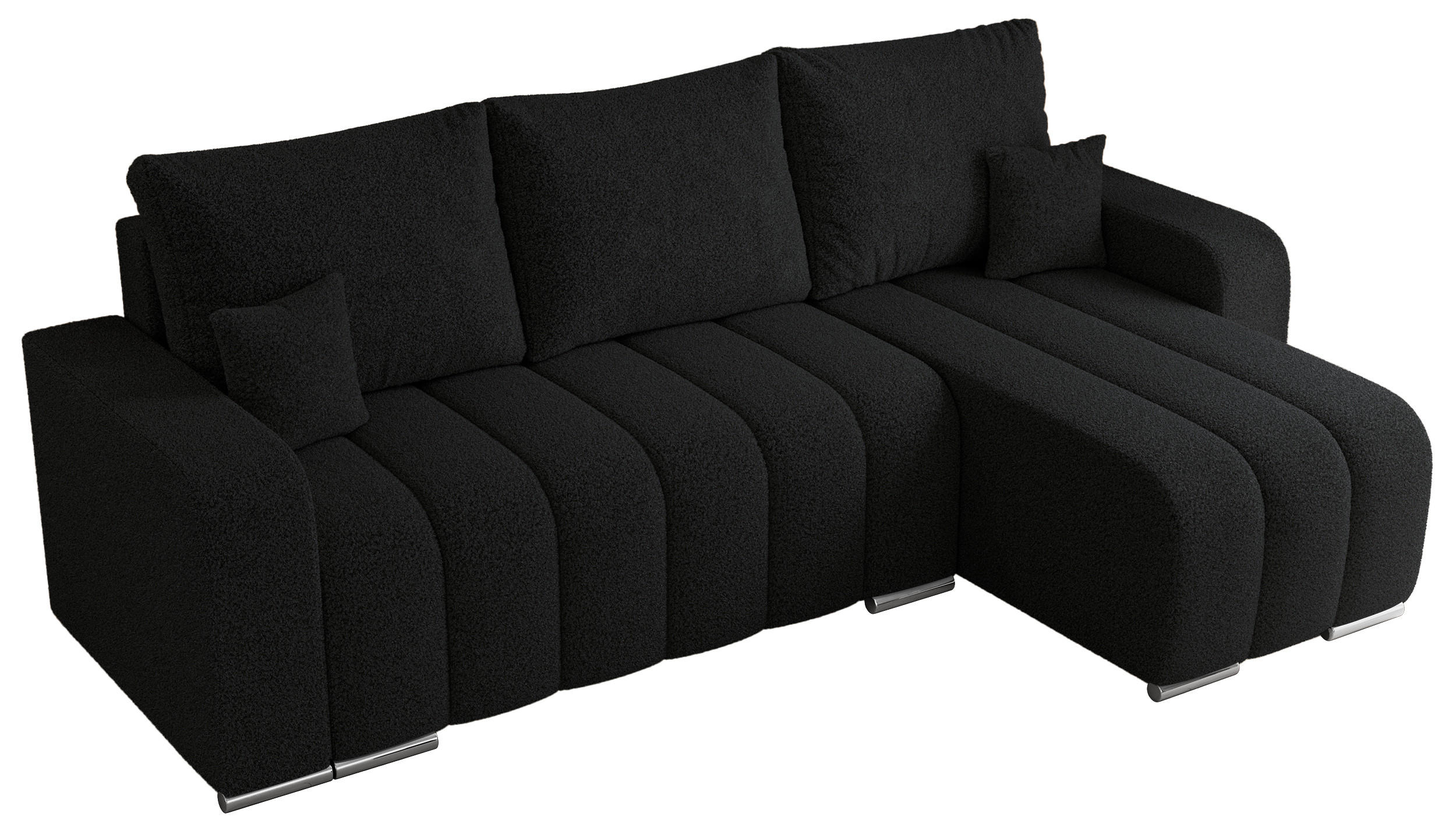 ECKSOFA KIRASSO L Schwarz Boucle - Schwarz/Grau, Textil (245/147cm) - MKS