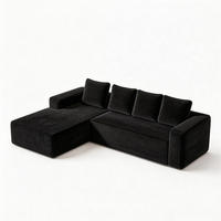 ECKSOFA Cloud L-Form mit rechter Chaise, DE-42592, Schwarz - Schwarz, Textil (261/168cm) - ComfortXL