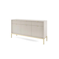 KOMMODE Nova Kaschmir, Golden Beine, Dreitürig - Kaschmir/Goldfarben, Holzwerkstoff/Metall (154/83/39cm) - Bettso