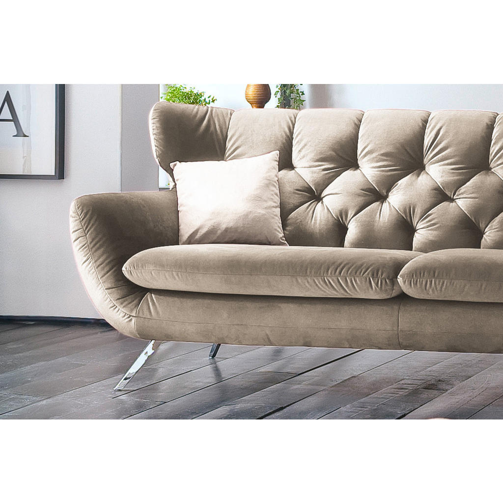 Thumbnail - Kawola Sofa, Braun, Textil, Echtholz, 3-Sitzer, Füllung: Komfortschaum, 225x94x95 cm, Wohnzimmer, Sofas & Couches, Sofas