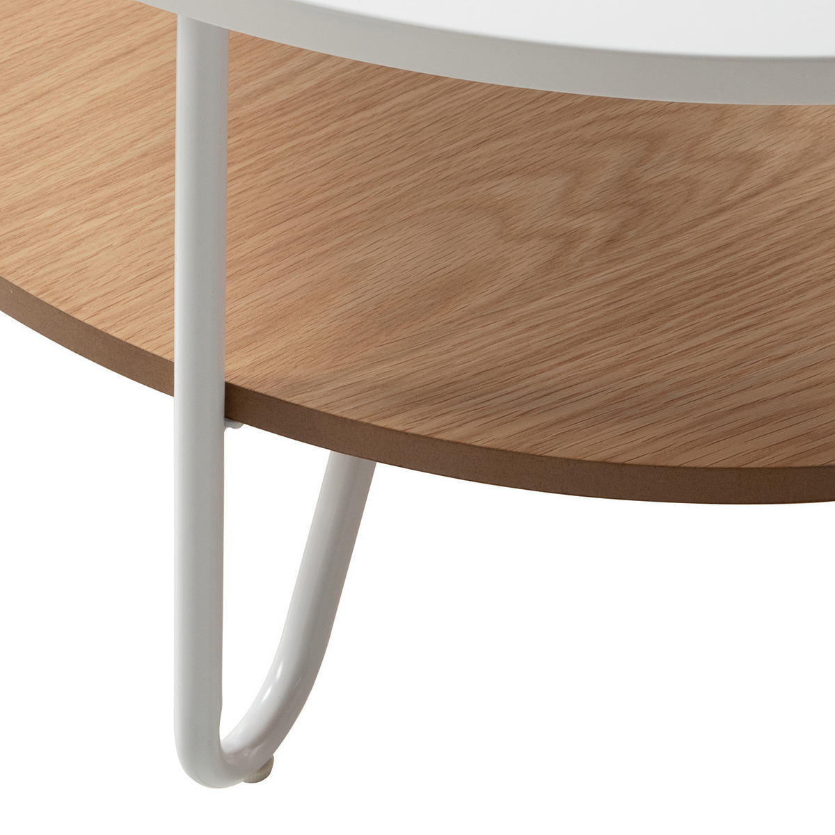 COUCHTISCH - Metall - Weiß / Eiche Dekor - Eichefarben/Weiß, Holzwerkstoff/Metall (80/80/40cm) - home24