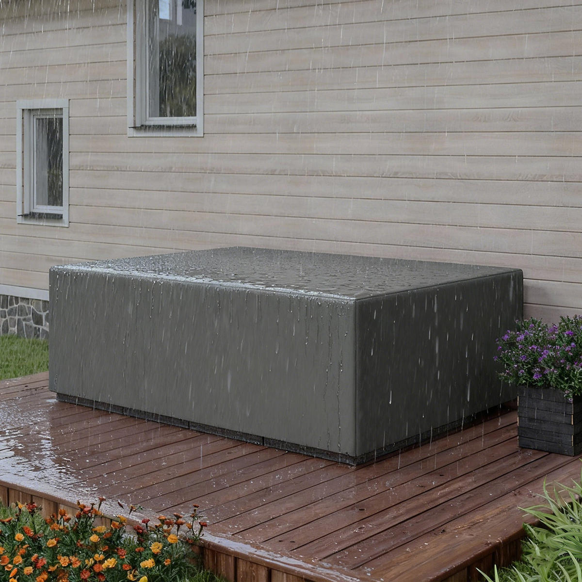 SCHUTZHÜLLE Dunkelgrau 275/205/90 cm - Dunkelgrau, Textil (205/90/275cm) - Outsunny