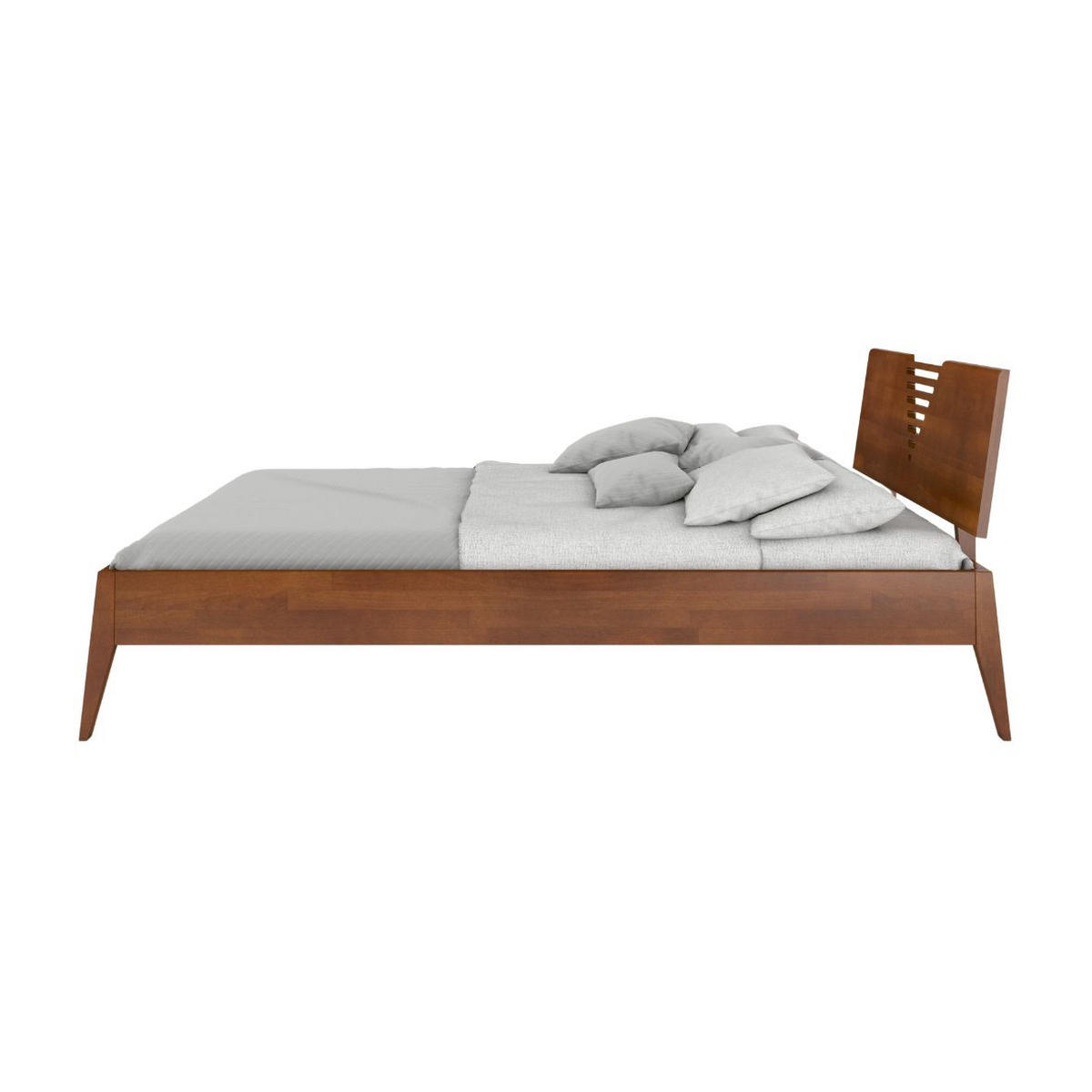 MASSIVHOLZBETT Wolomin in Nussbaumfarbe, Buche-lackiert, 180x200 - Walnussfarben, Holz/Buchenholz (180/200cm) - Visby