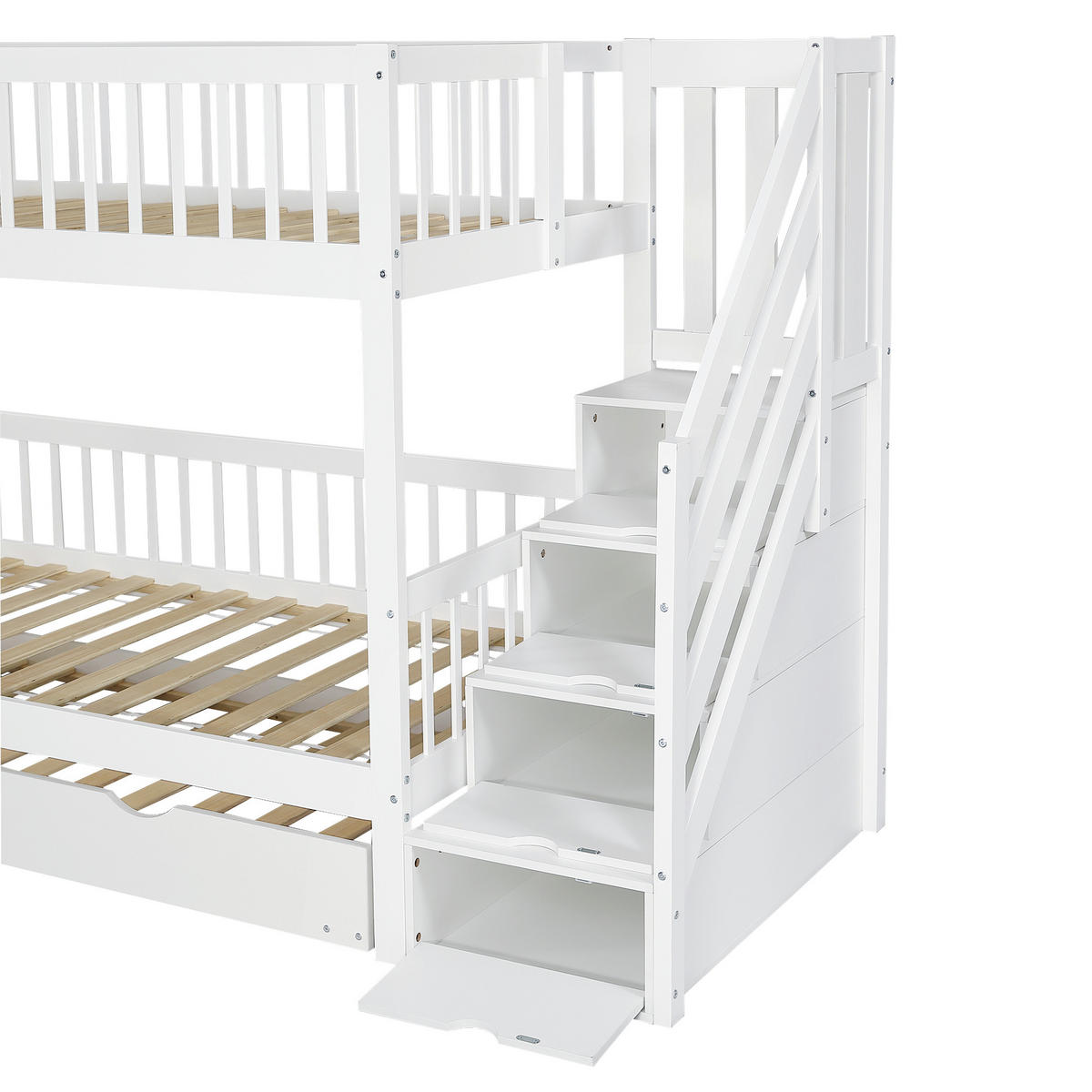 ETAGENBETT mit Rollbett Weiß - Weiß, Holz (90/200cm) - ComfortXL