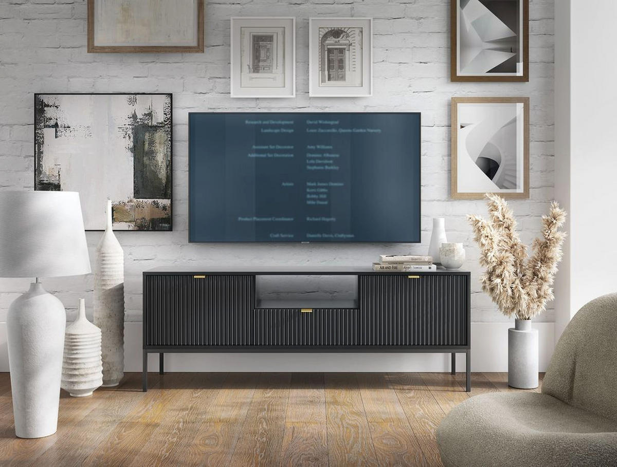 WOHNZIMMER Set 4-tlg. – NOVA – Schwarz - Schwarz, Holzwerkstoff (104/78/50cm) - hi-markt