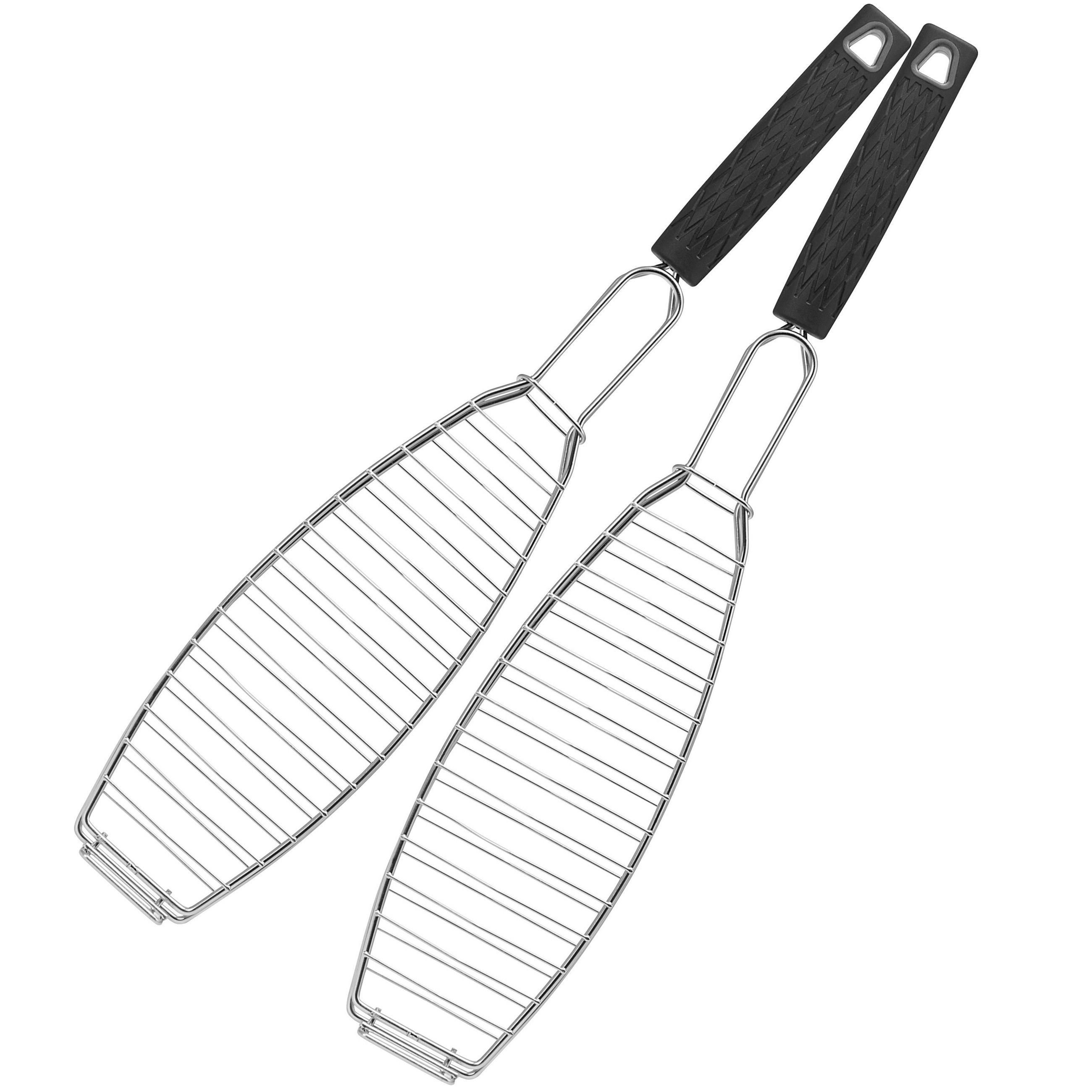 FISCH-GRILLHALTER, schwarz - Edelstahlfarben, Metall (10/54.5/2.5cm) - bremermann