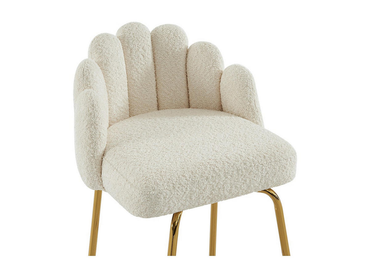 BARHOCKER 2er-Set - Bouclé-Stoff & goldfarbenes Metall - Cremefarben - ALTINAM - Creme, Textil (52/101/52.5cm) - Vente-Unique