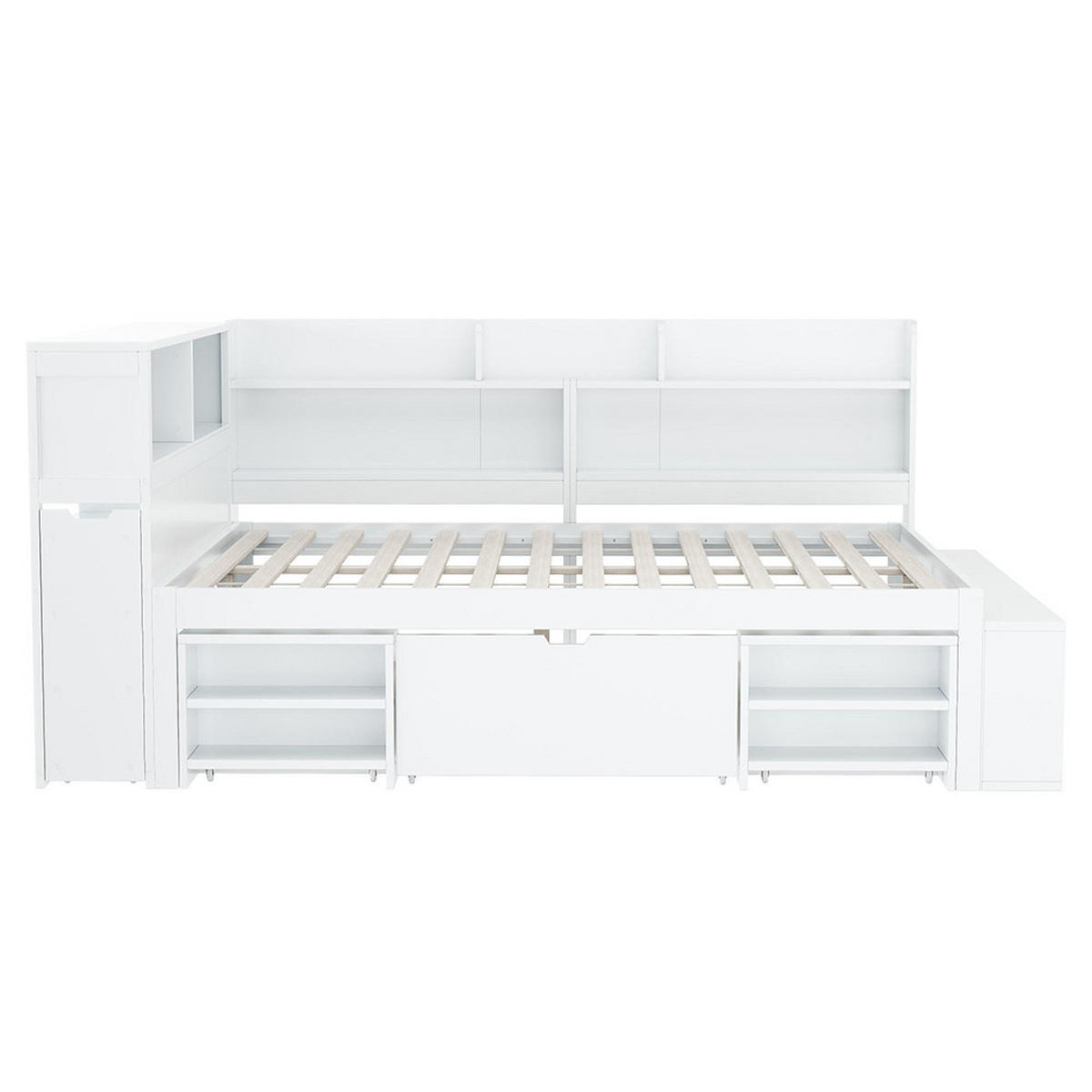 STAURAUMBETT 140 x 190 cm in weiß,Lattenrost inklusive - Weiß, Holz (140/190cm) - KOMHTOM