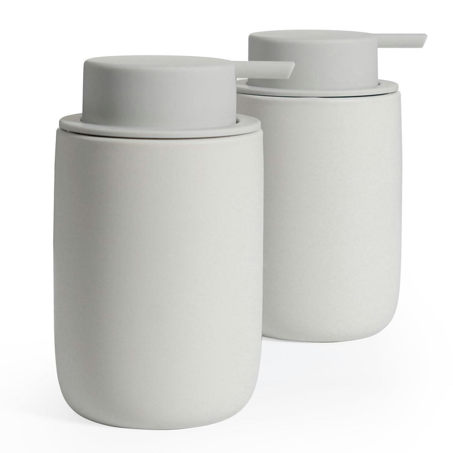 SEIFENSPENDER Set Keramik Grau 2 Stück 350ml - Grau, Keramik (7.5/14.5/7.5cm)