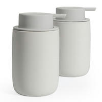 SEIFENSPENDER Set Keramik Grau 2 Stück 350ml - Grau, Keramik (7.5/14.5/7.5cm)