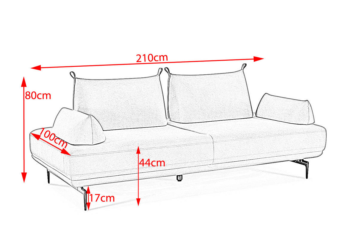 SCHLAFSOFA CANE Violett Webstoff - Violett/Lila, Textil/Metall (210/80/100cm) - KAWOLA