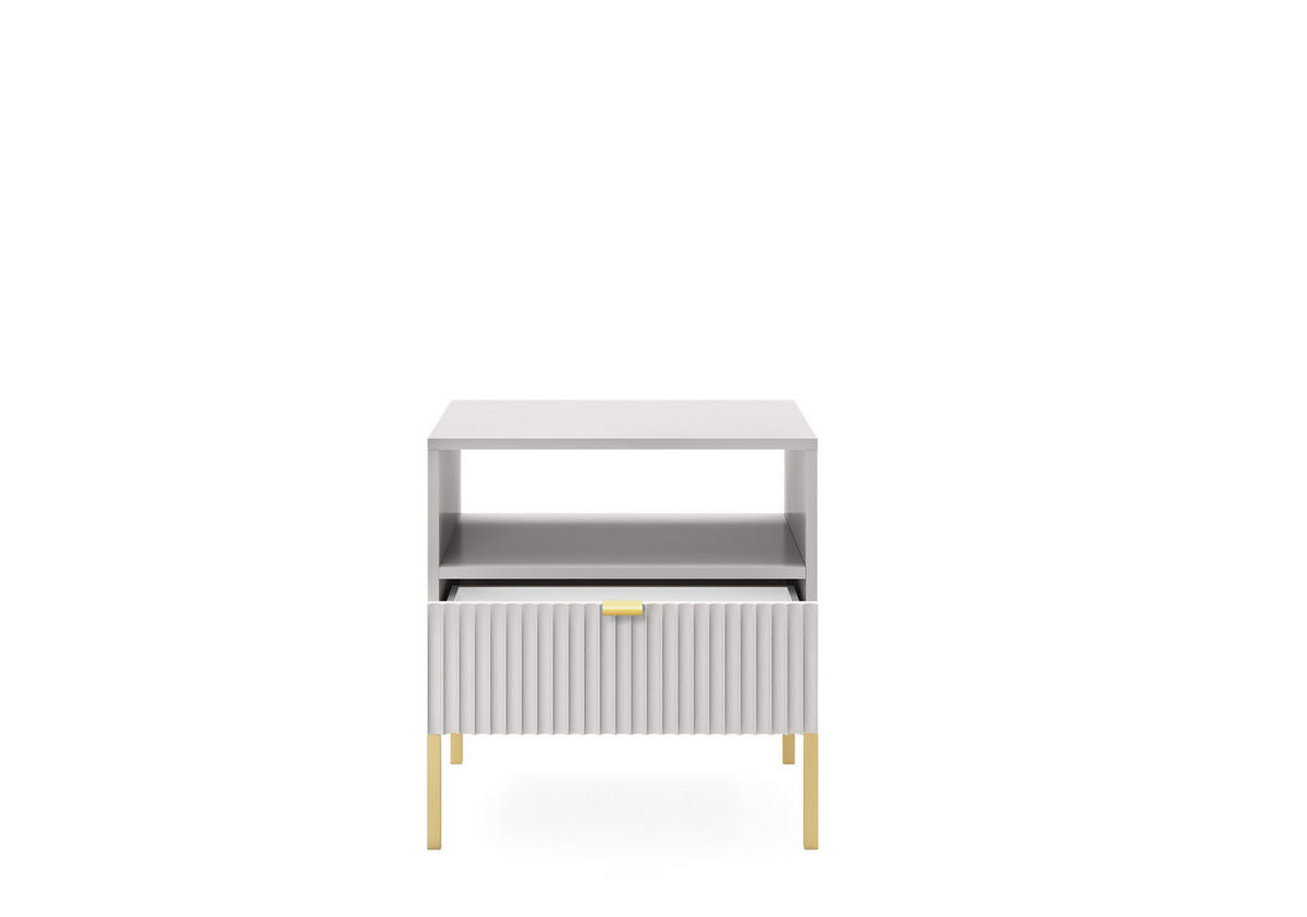 NACHTTISCH Nova - NOC, Geriffelte Front mit Goldenes Griffdesign 54x39x56 cm Grau - Goldfarben/Graphitfarben, Holzwerkstoff/Kunststoff (54/56/39cm) - DomoHome