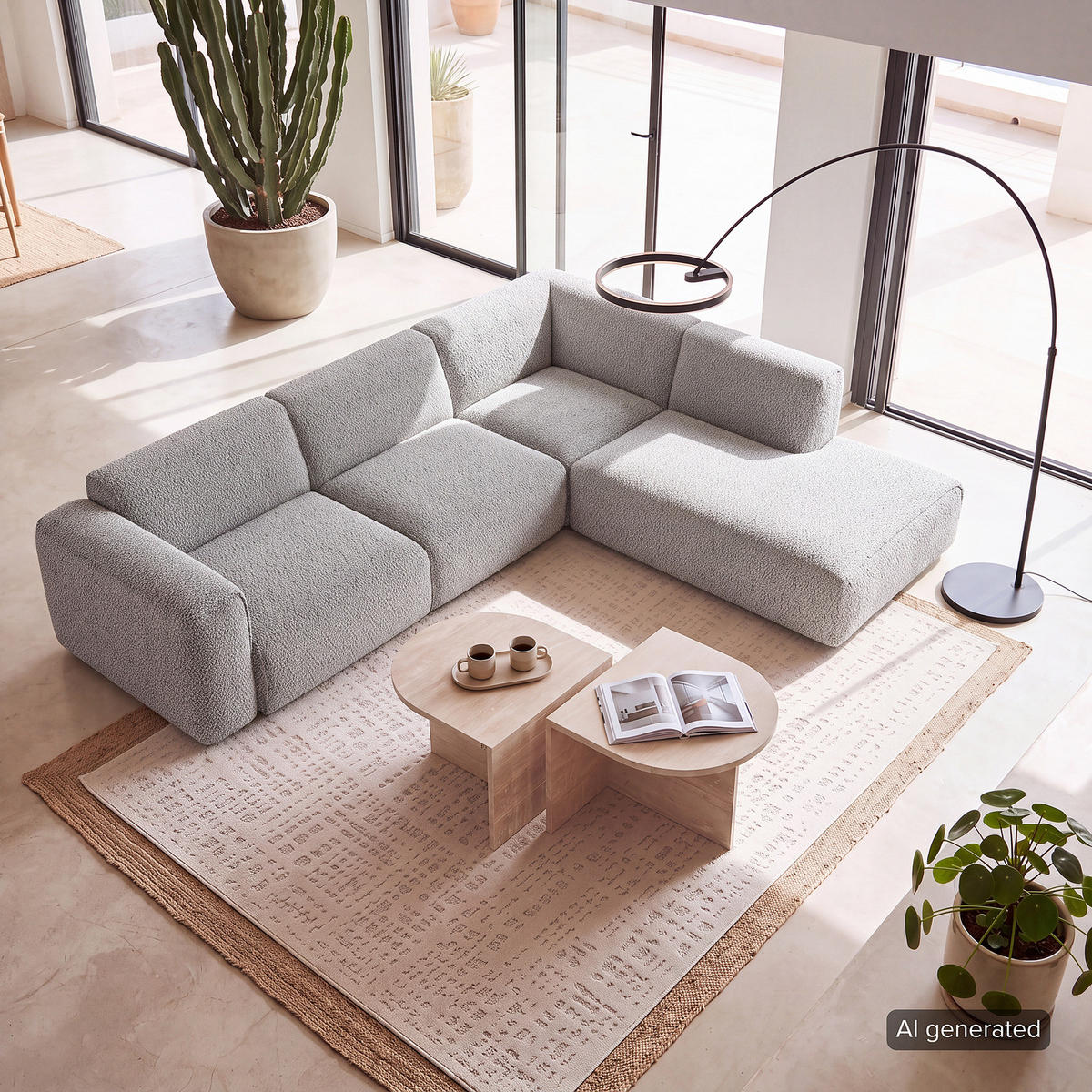 3-SITZER ECKSOFA mit Recamiere - Schwarz/Grau, Kunststoff/Textil (295/231cm) - home24