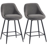 BARHOCKER DE-36052 2er Set mit Cordbezug und Stahlbeinen Grau - Grau, Metall (49/88/52cm) - ComfortXL