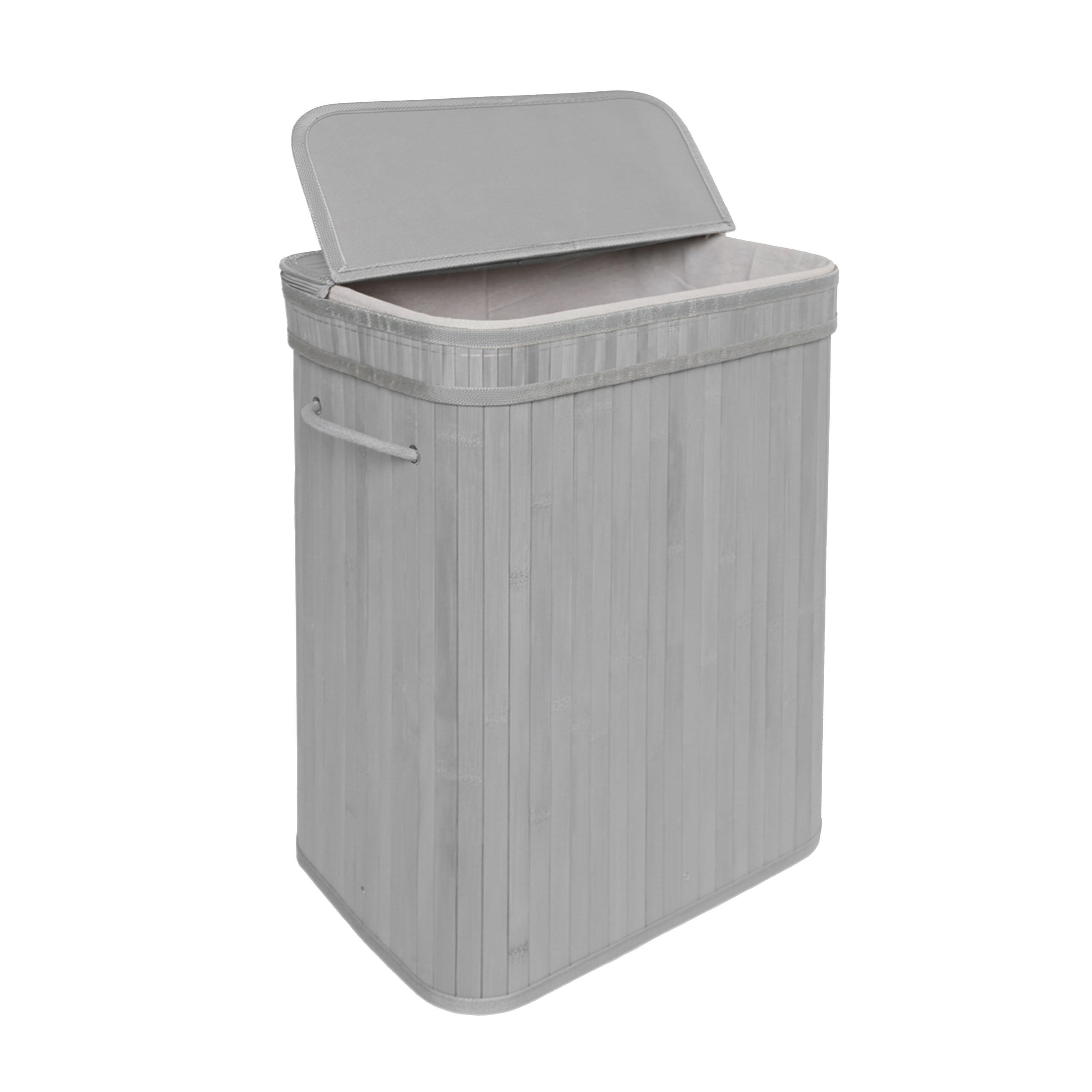 KÔŠ na prádlo - sivá, drevo/textil (30/40/60cm) - Relaxdays