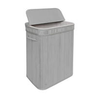 KÔŠ na prádlo - sivá, drevo/textil (30/40/60cm) - Relaxdays