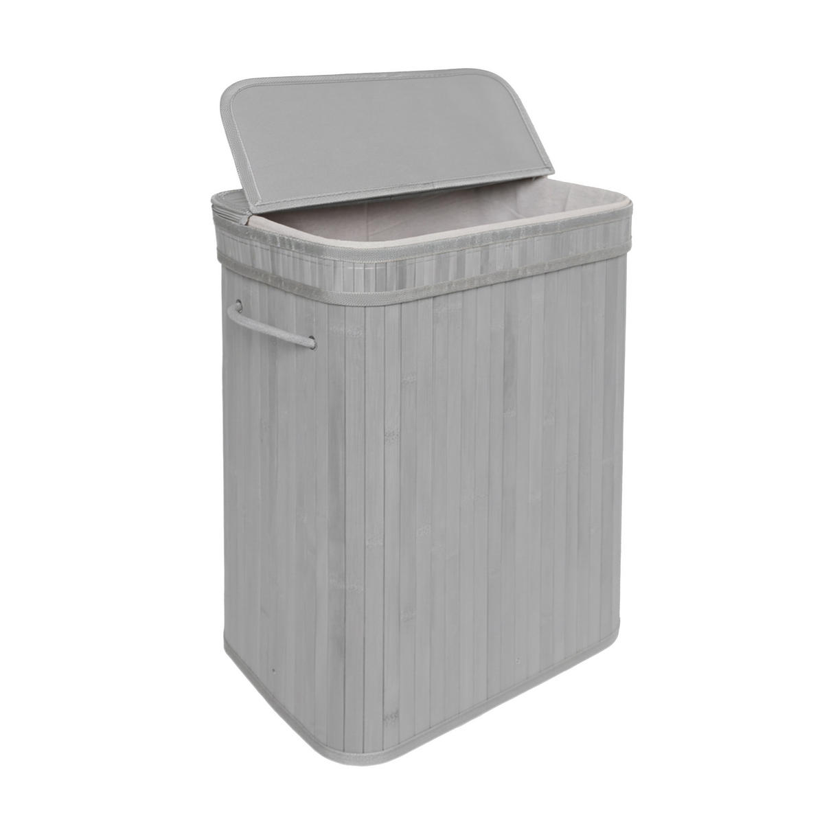 KÔŠ na prádlo - sivá, drevo/textil (30/40/60cm) - Relaxdays