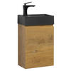 GÄSTE-WC-MÖBELSET Angela 2 Teile Eiche - Schwarze Waschbecken - 40 x 22 x 64 cm - Eichefarben/Schwarz, Holz (40/52/22cm) - Badplaats