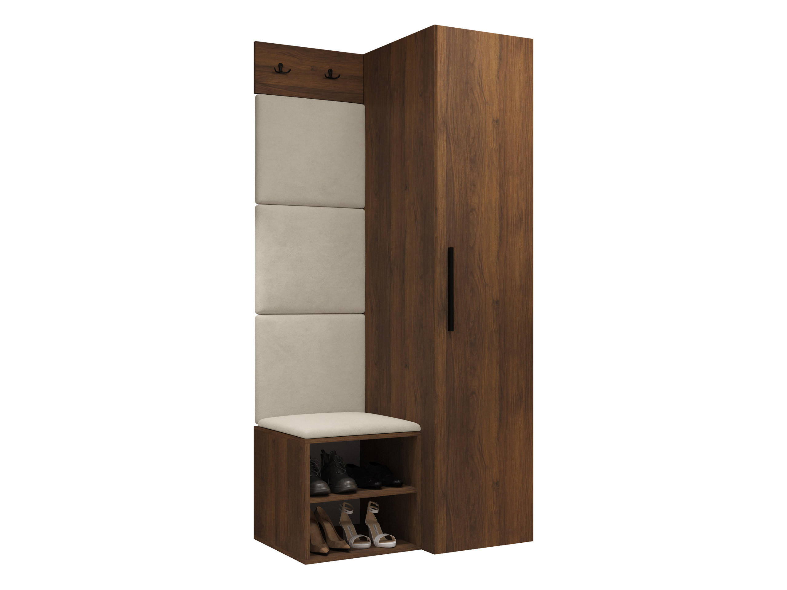 GARDEROBEN-SET Medi III - Beige/Nussbaumfarben, Holzwerkstoff/Kunststoff (40/191/50cm) - MIRJAN24