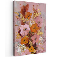 LEINWANDBILD Malerei - Blumen - Rustikal - Rosa Deko Groß 90x140 cm - Altrosa, Textil (90/140cm) - MuchoWow
