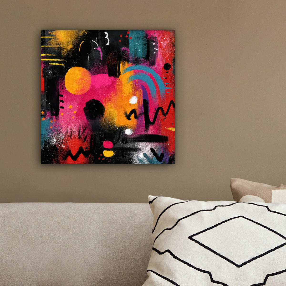 LEINWANDBILD Farbflächen - Formen - Bunt - Abstrakt Deko Wohnzimmer 20x20 cm - Pink, Textil (20/20cm) - MuchoWow