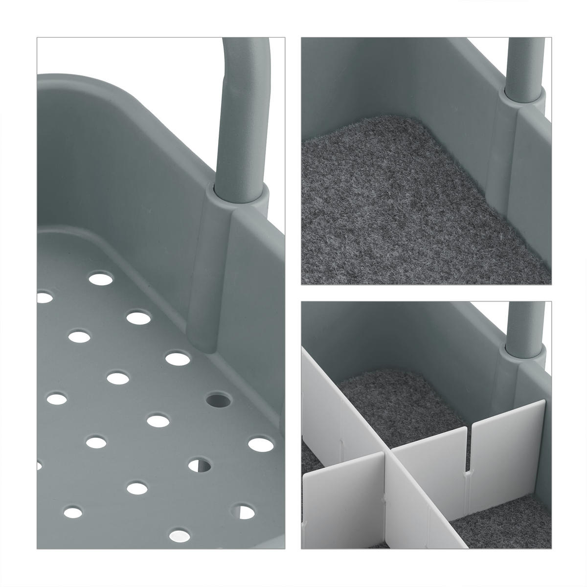 ROLLWAGEN - Grau, Kunststoff/Textil (42.5/86/36cm) - Relaxdays