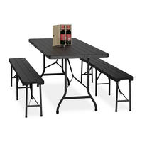 BIERZELTGARNITUR 3-tlg. - Schwarz, Kunststoff/Metall - Relaxdays