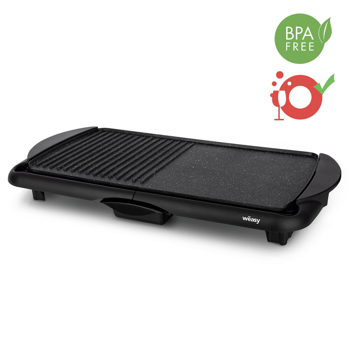WËASY STO52 Elektro-Grillplatte - Schwarz, Stein (31/34/67.5cm) - Weasy