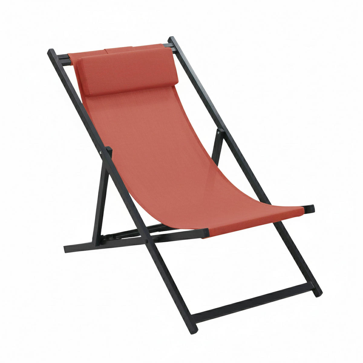 LIEGESTUHL 2-tlg., Terrakotta - Braun, Metall (61/74/102cm) - Oviala