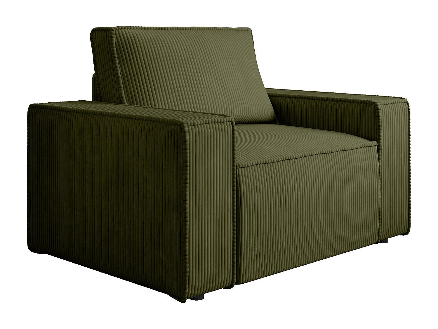 SESSEL mit gerader Rückenlehne - 1 Person-Sitzer - Samt, Stoff - Khaki - - Olivgrün, Textil (120/85/86cm) - Vente-Unique