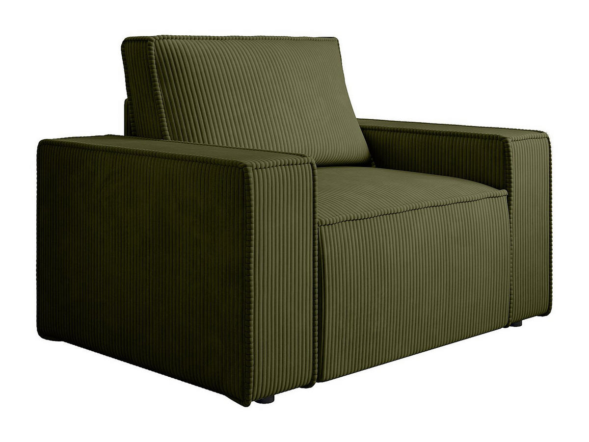 SESSEL mit gerader Rückenlehne - 1 Person-Sitzer - Samt, Stoff - Khaki - - Olivgrün, Textil (120/85/86cm) - Vente-Unique