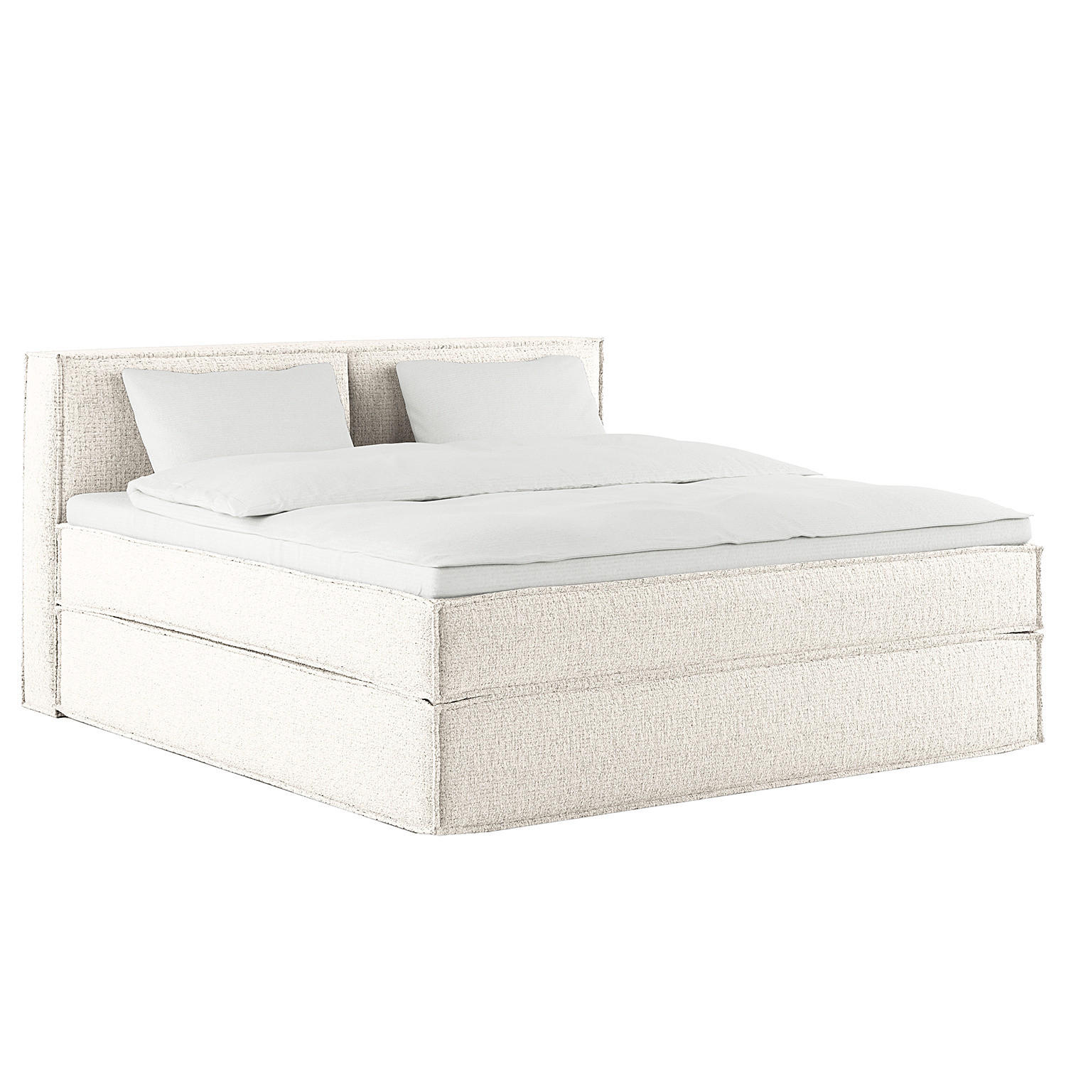 BOXSPRINGBETT mit Kopfteil - Premium - Weiß, Textil (200/200cm) - home24