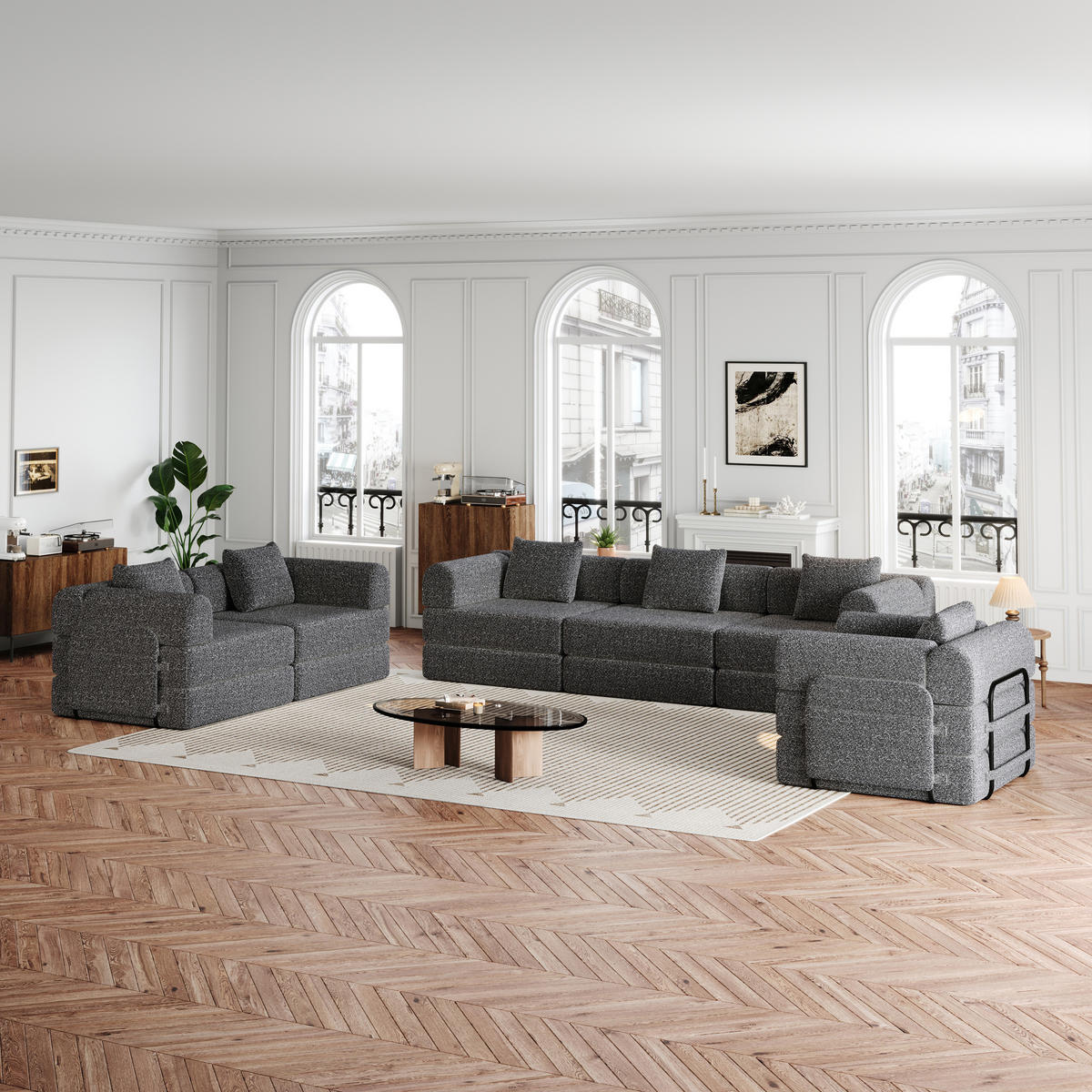 SITZGARNITUR DE-34539 modular Grau - Grau, Metall (183.8/69.8/274cm) - ComfortXL