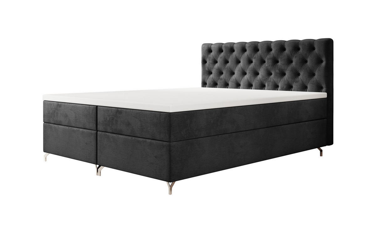 BOXBETT CHESTER mit Matratze H3, Bonell und Topper 120x200 Monolith 84 Links - Hellgrau, Textil (120/200cm) - Bedante